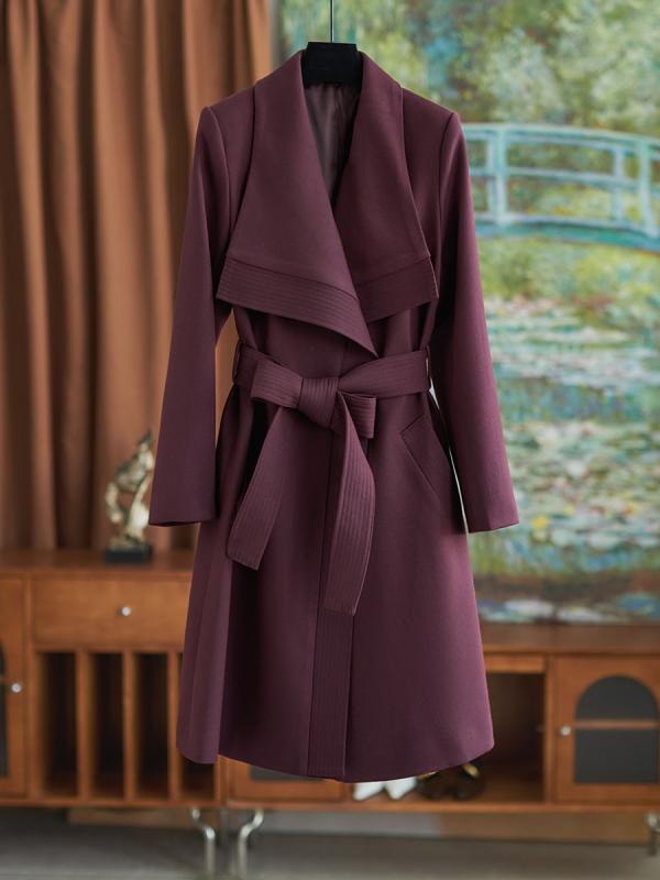 トレンチコート レディース 高級感 スリム ミドル丈 ベルト付き ウエストマーク レトロ フレンチスタイル アウター 通勤 通学 普段使い｜ユナイテッドショップ