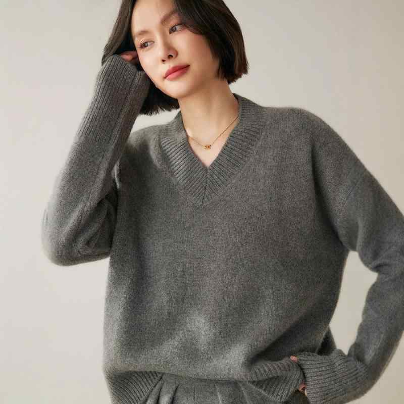ニット セーター レディース Vネック カシミヤ ゆったり カジュアル 厚手 高級感 秋冬 トップス 柔らかい 暖かい 長袖 無地 プルオーバー|ユナイテッドショップ