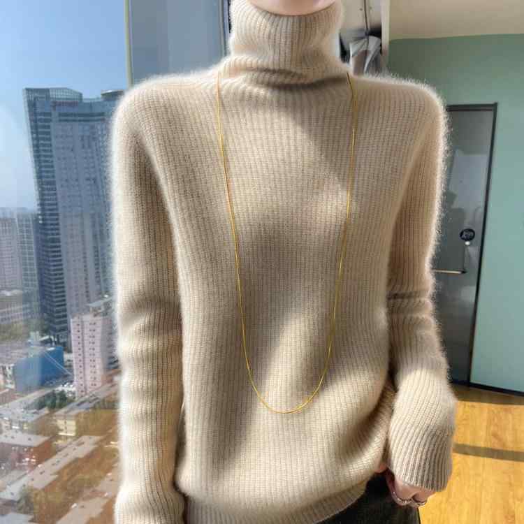 ニット レディース セーター ハイネック カシミヤ ウール 厚手 暖かい 長袖 無地 ショート丈 プルオーバー ゆったり 秋冬｜ユナイテッドショップ