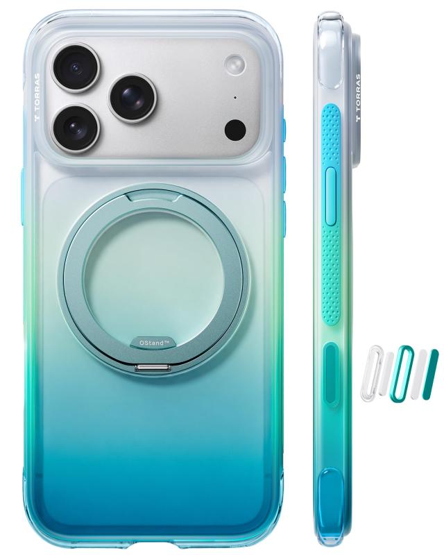 TORRAS iPhone 17 Pro 用 ケース Ostand O3 Air【グラデーションが映えるスタンドケース】 MagSafe対応 360°回転スタンド 縦横両対応 ワイヤレス充電 日常の記録・撮影に最適 軽量 耐衝撃 指紋防止 ウミ|ユナイテッドショップ