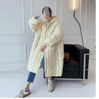 ダウンコート レディース ロング丈 高級感 韓国風 厚手 ゆるシルエット 90%ホワイトダックダウン ゆったり 暖かい 防寒 アウター(x2)|ユナイテッドショップ