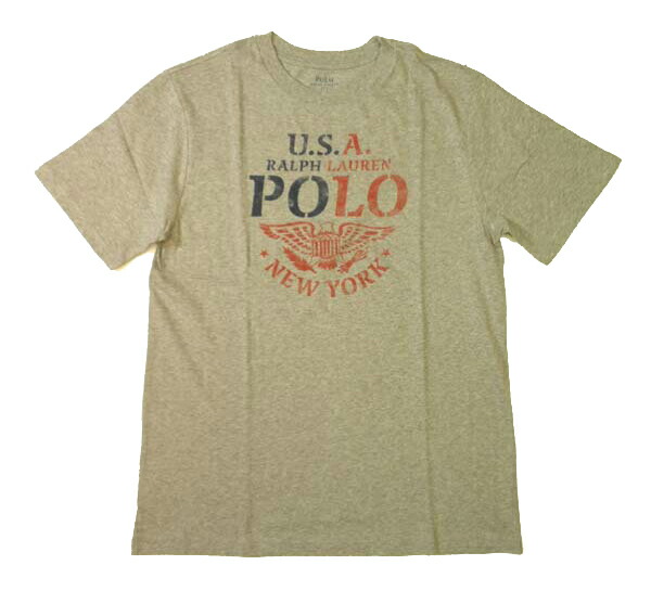 RALPH LAUREN ボーイズ Tシャツ ラルフローレン POLO ロゴイーグル 星条旗カラー プリント 半袖 グレー キッズ Boys XLサイズあり メンズMサイズ相当あり レディース兼用 メール便ネコポスPOST投函送料無料