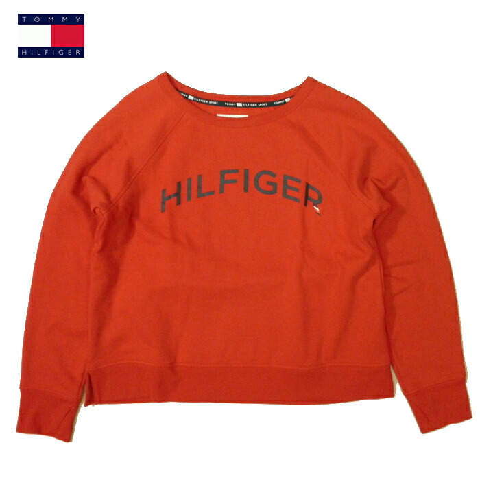 トミーヒルフィガー スポーツ トレーナー トリコロールカラープリント TOMMY HILFIGER SPORT スウェットシャツ アウトレット品  レッド レディース 大きいサイズ XLサイズあり ☆新春福袋2021☆