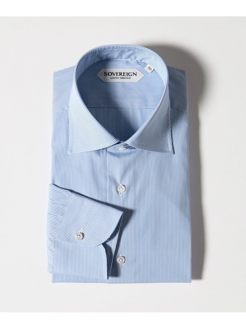 ＜SOVEREIGN＞CANCLINI キャンディーストライプ ハンドライン ワイドカラー シャツ UNITED ARROWS ユナイテッドアローズ トップス シャツ・ブラウス グレー【送料無料】[ Fashion]