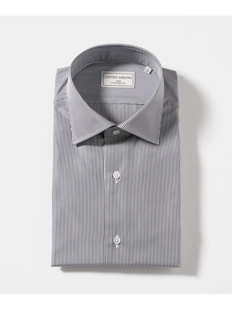 THOMAS MASON/トーマスメイソン ブラック ストライプ セミワイドカラー シャツ UNITED ARROWS ユナイテッドアローズ トップス シャツ・ブラウス グレー【送料無料】[ Fashion]