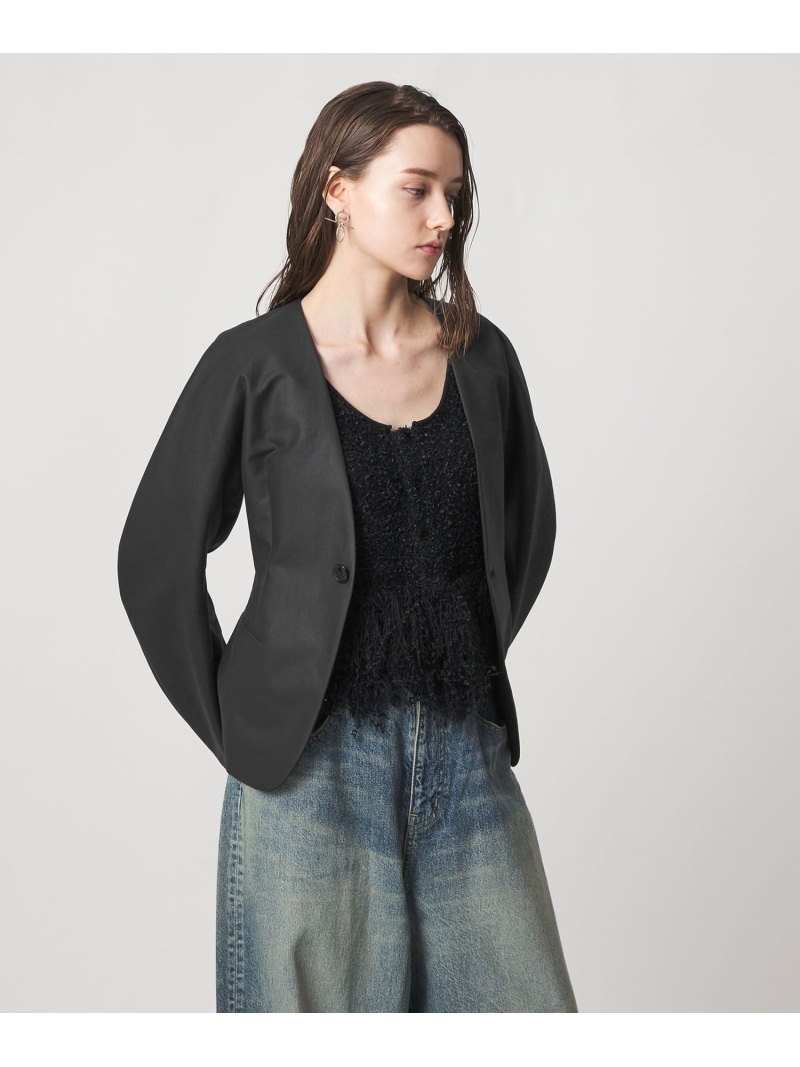 【SALE／40%OFF】＜ASTRAET＞コットン シェイプ ノーカラージャケット ASTRAET ユナイテッドアローズ ジャケット・アウター ノーカラージャケット ブラック【RBA_E】【送料無料】[ Fashion]