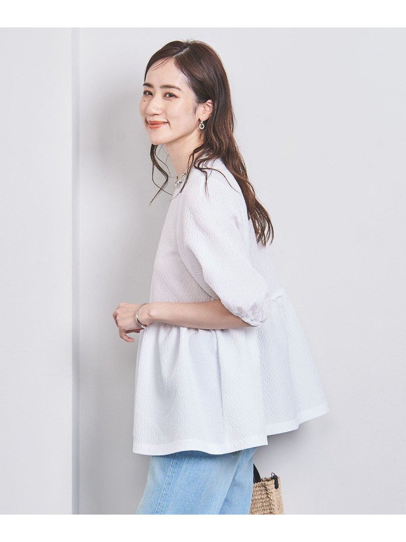AIRY ジャカード 5SL ペプラム ブラウス UNITED ARROWS ユナイテッド