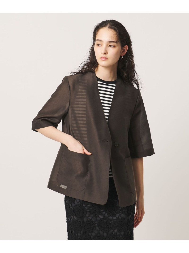 シアー 否ラペル 二分の一捩り 上衣 -ウォッシャブル- UNITED ARROWS ユナイテッドアローズ ジャケット・アウター 否色つや上衣 白いこと 赤銅色【貨物輸送無料】[ Fashion]