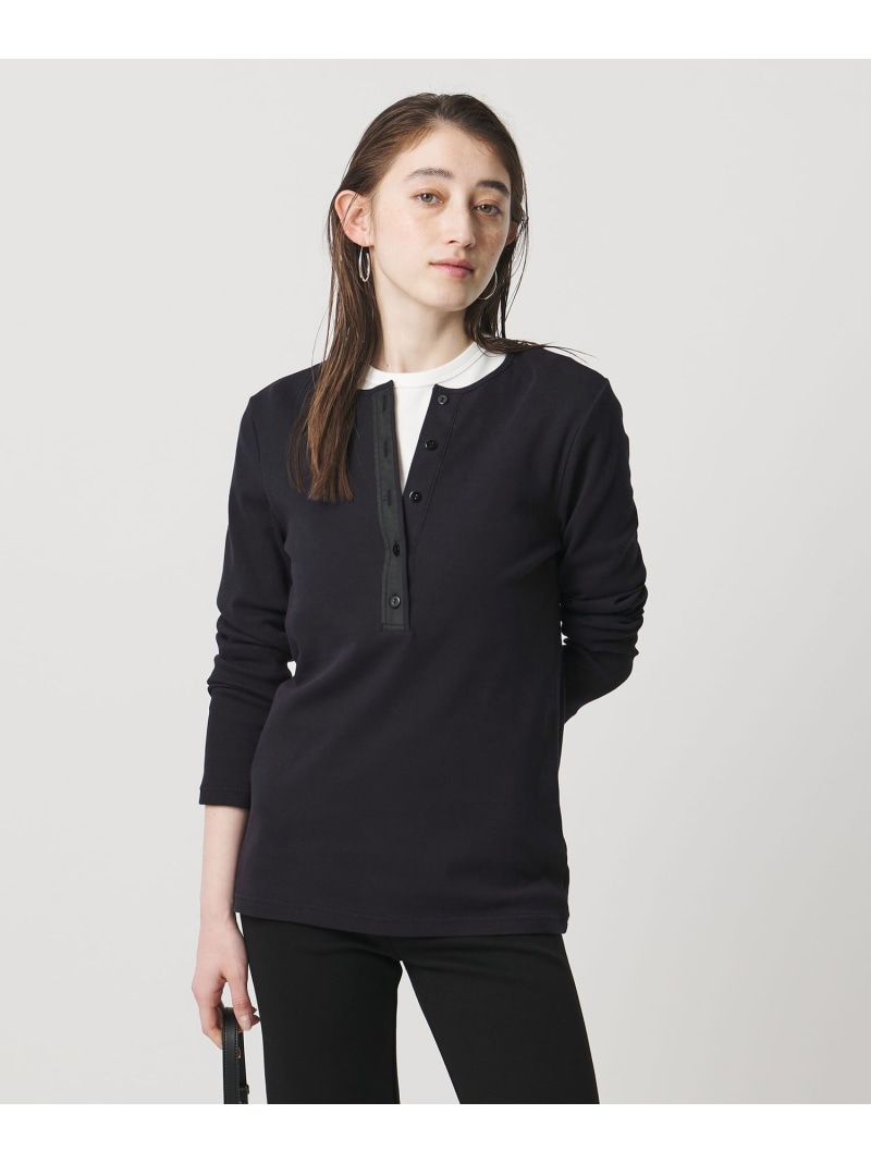 【SALE／40%OFF】綿織物 フライス ヘンリーのど首 ロング ティーシャツ UNITED ARROWS ユナイテッドアローズ トップス カットソー・ティーシャツ 米国海軍 白いこと【RBA_E】【貨物輸送無料】[ Fashion]