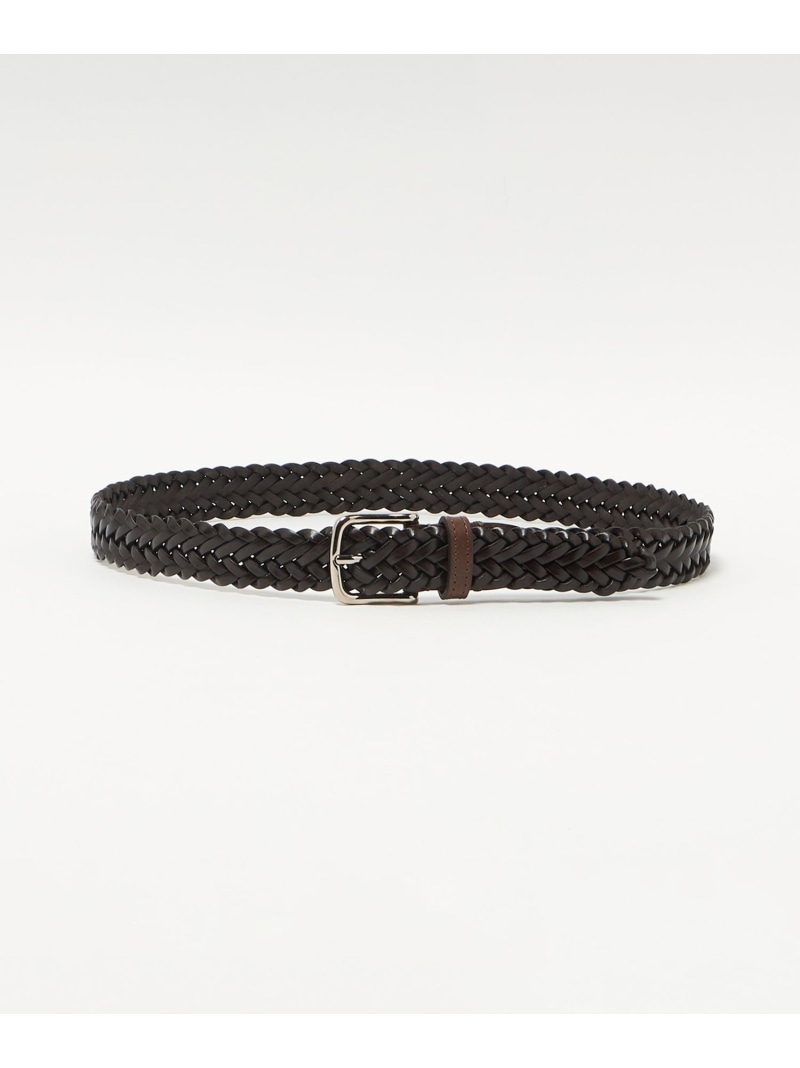 ＜L\u0027arcobaleno＞ 30粍 レザーメッシュベルト UNITED ARROWS ユナイテッドアローズ 流行り物雑貨 胴締め 赤銅色 黒いこと【貨物輸送無料】[ Fashion]