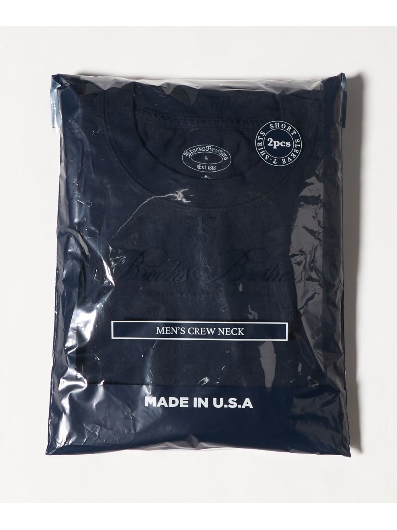 ＜Brooks Brothers＞2パック クルーネック Tシャツ Made in USA UNITED ARROWS ユナイテッドアローズ トップス カットソー・Tシャツ ネイビー ホワイト【送料無料】[ Fashion]