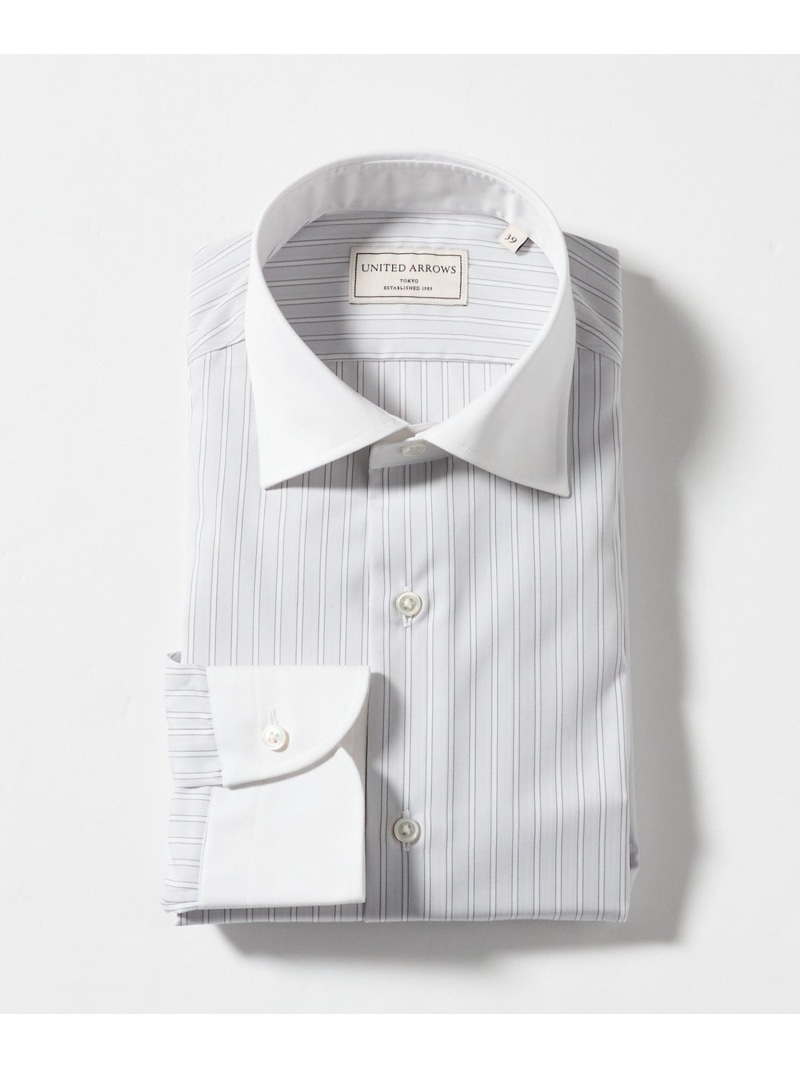 イージーケア AG ダブルストライプ セミワイドカラー クレリックシャツ ー抗菌防臭ー UNITED ARROWS ユナイテッドアローズ トップス シャツ・ブラウス グレー【送料無料】[ Fashion]