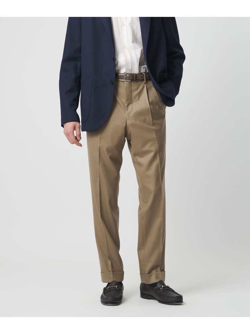 ＜EMINENTO＞ライト サキソニー 1プリーツ スラックス UNITED ARROWS ユナイテッドアローズ パンツ その他のパンツ ベージュ ネイビー【送料無料】[ Fashion]｜UNITED ARROWS
