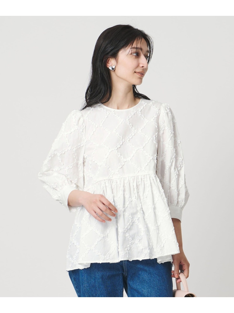 エンブロイダリー フリル トップス UNITED ARROWS ユナイテッドアローズ トップス シャツ・ブラウス ベージュ ブラック ホワイト【送料無料】[ Fashion]