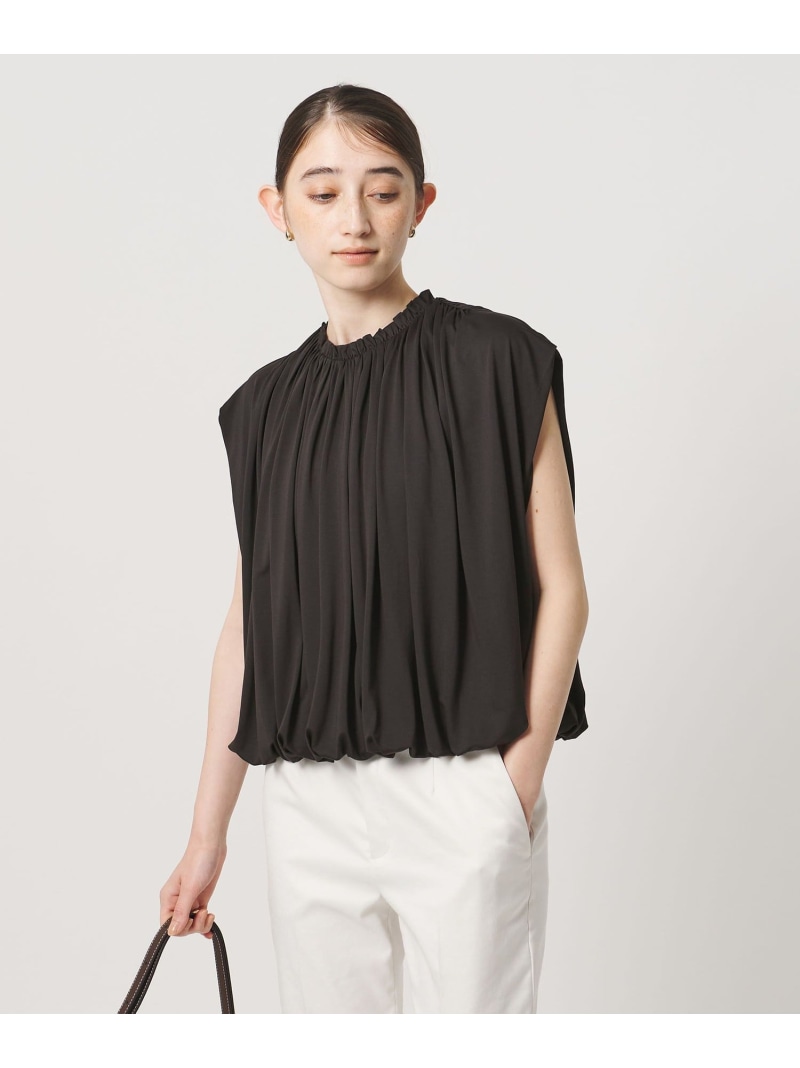 天竺 ギャザー 軽気球 カットソー UNITED ARROWS ユナイテッドアローズ トップス カットソー・ティーシャツ 黒いこと 薄墨色 白いこと【貨物輸送無料】[ Fashion]