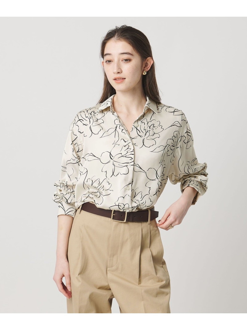 アブストラクトフラワー シャツ -ウォッシャブル- UNITED ARROWS ユナイテッドアローズ トップス シャツ・ブラウス ブラウン ホワイト【送料無料】[ Fashion] 18,951円
