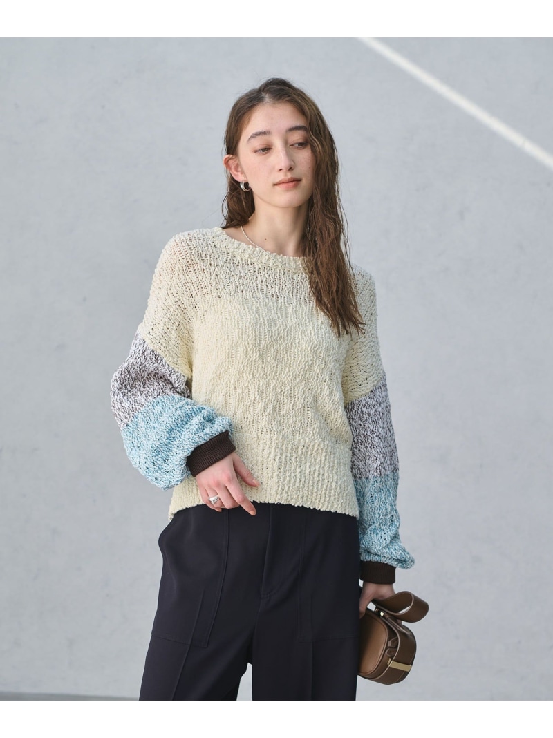 【SALE／40%OFF】カラーミックス クルーネックニット UNITED ARROWS ユナイテッドアローズ トップス ニット ブラウン【RBA_E】【送料無料】[ Fashion]