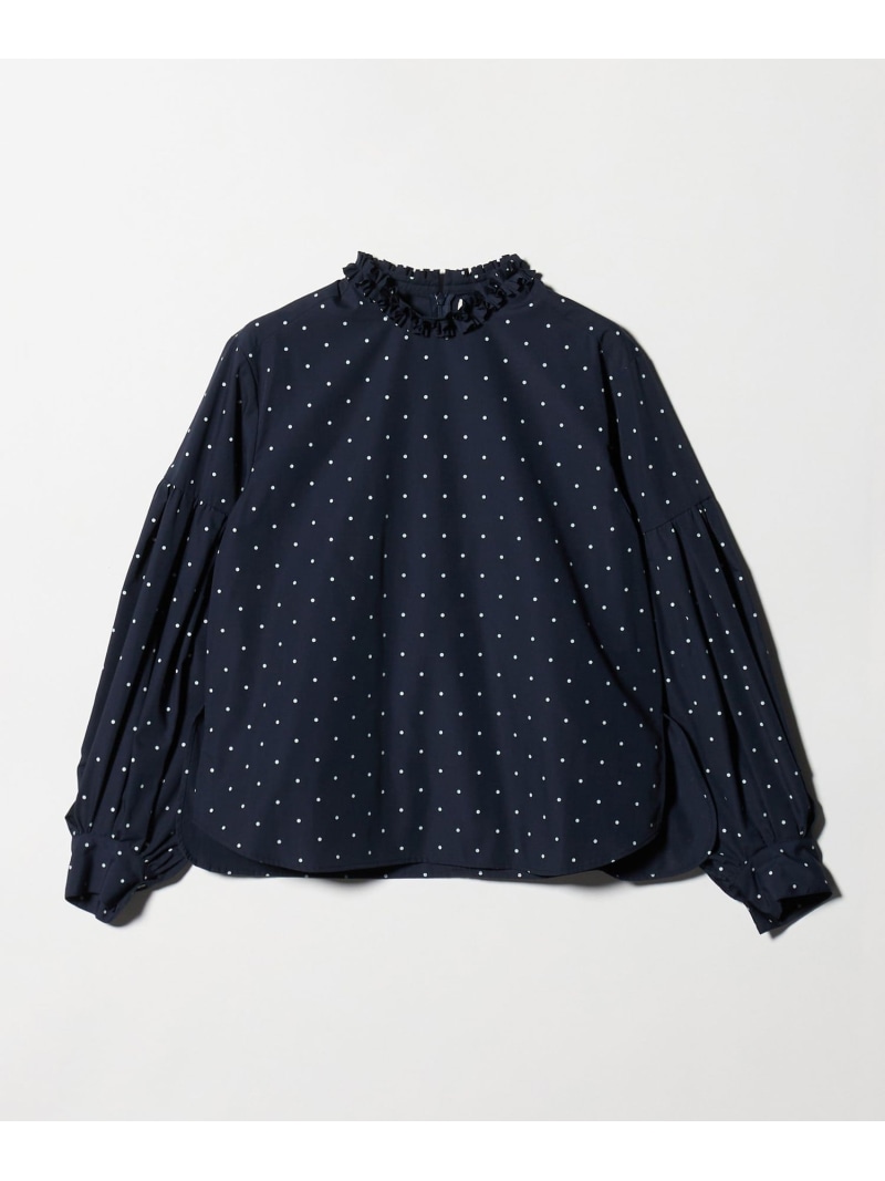 【SALE／30%OFF】＜Marilyn Moon＞タックフリル ドット ブラウス UNITED ARROWS ユナイテッドアローズ トップス シャツ・ブラウス ホワイト ネイビー【RBA_E】【送料無料】[ Fashion]｜UNITED ARROWS