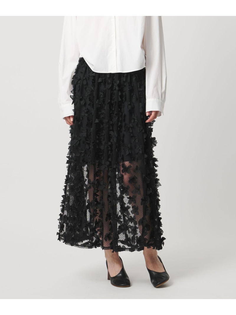 【SALE／30%OFF】＜AEWEN MATOPH＞ドットチュールリボンスカート AEWEN MATOPH ユナイテッドアローズ スカート ロング・マキシスカート ホワイト ブラック【RBA_E】【送料無料】[ Fashion]｜UNITED ARROWS