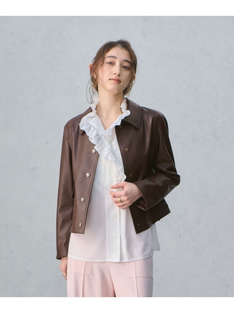レザーライク ショートブルゾン UNITED ARROWS ユナイテッドアローズ ジャケット・アウター ブルゾン・ジャンパー ブラウン ブラック ホワイト【送料無料】[ Fashion]