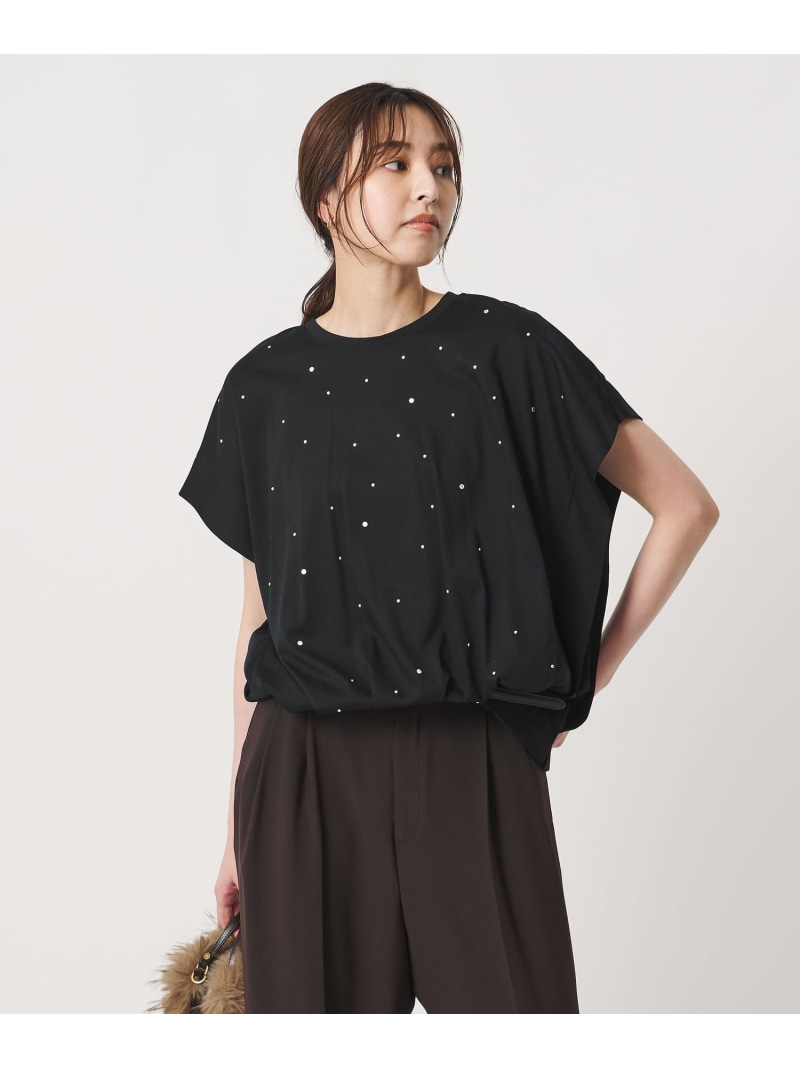 ビジュー Tシャツ -接触冷感- UNITED ARROWS ユナイテッドアローズ トップス カットソー・Tシャツ ブラック ホワイト【送料無料】[ Fashion]｜UNITED ARROWS