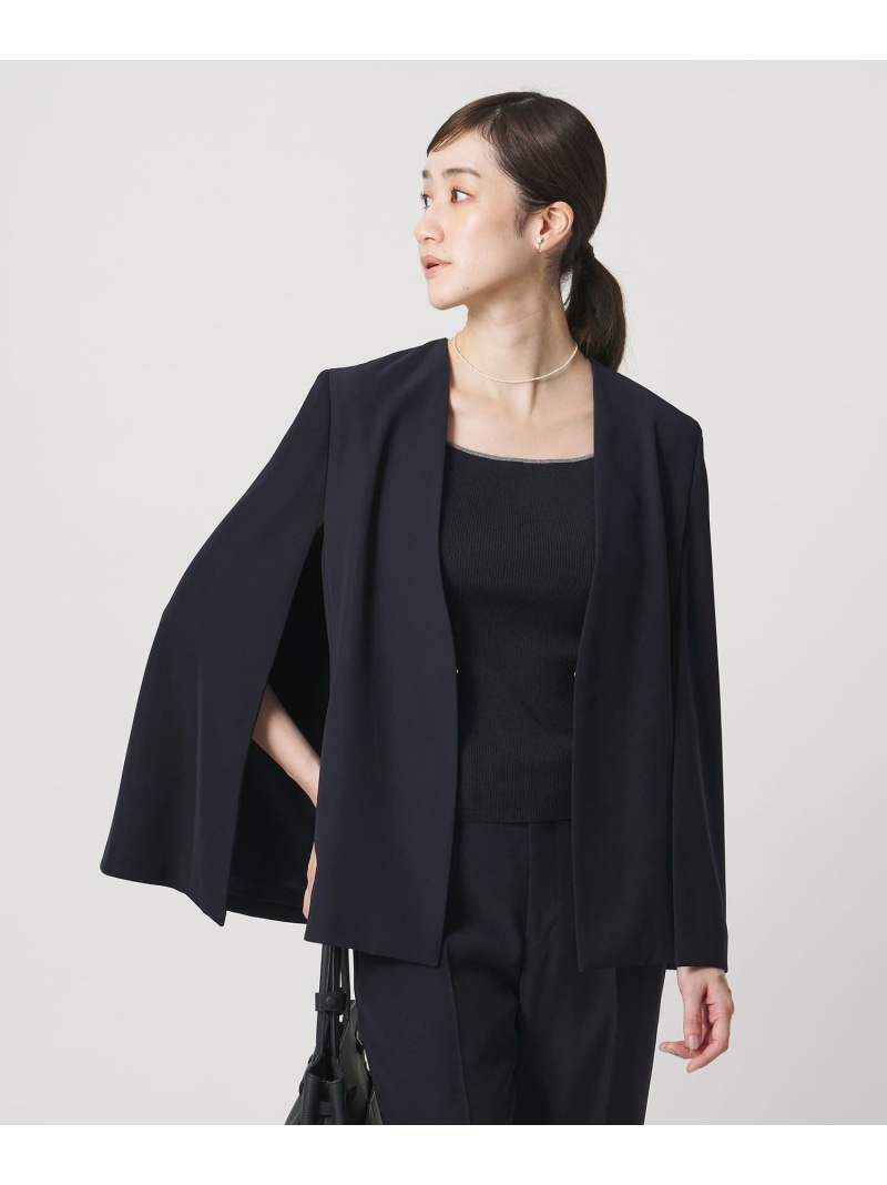 【SALE／50%OFF】ケープ ノーカラージャケット UNITED ARROWS ユナイテッドアローズ ジャケット・アウター ノーカラージャケット ブラック ネイビー【RBA_E】【送料無料】[ Fashion]｜UNITED ARROWS