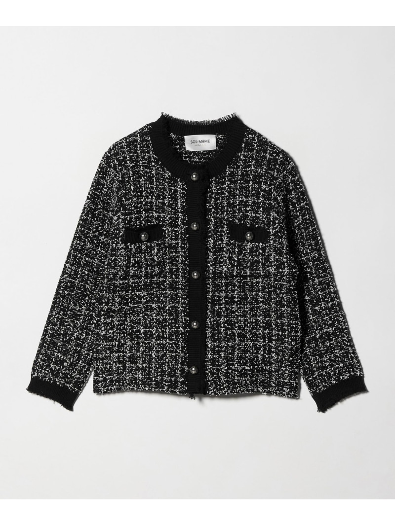 【SALE／30%OFF】＜Marilyn Moon＞ツイードライク ニット ジャケット UNITED ARROWS ユナイテッドアローズ ジャケット・アウター テーラードジャケット・ブレザー ブラック ホワイト【RBA_E】【送料無料】[ Fashion]｜UNITED ARROWS