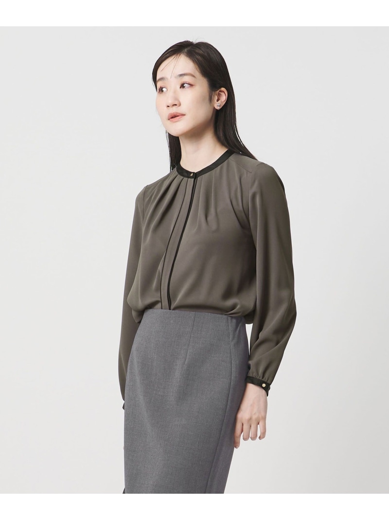 バイカラー パイピング ブラウス -ウォッシャブル- UNITED ARROWS ユナイテッドアローズ トップス シャツ・ブラウス ホワイト グレー【送料無料】[ Fashion]