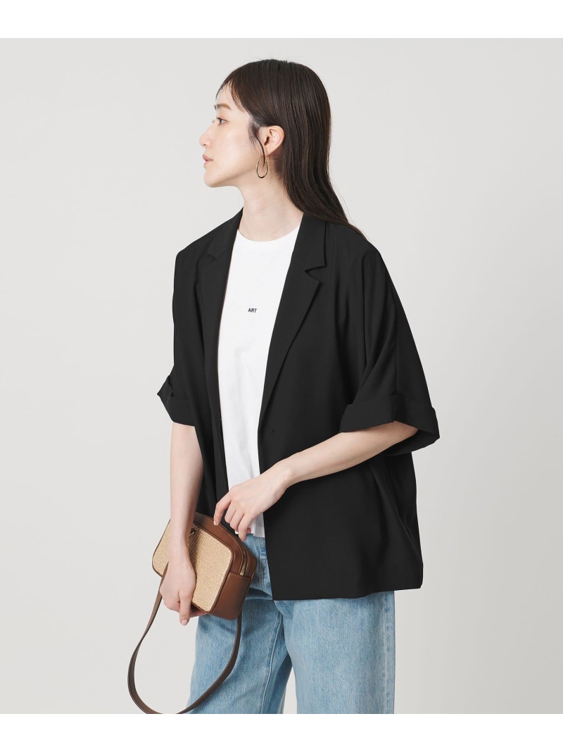 イージー テーラード ジャケット -吸水速乾 帯電防止 接触冷感 ウォッシャブル- UNITED ARROWS ユナイテッドアローズ ジャケット・アウター テーラードジャケット・ブレザー ホワイト ブラック【送料無料】[ Fashion]