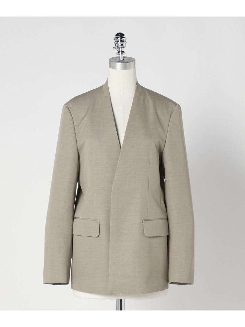 【SALE／30%OFF】＜LOEFF＞ギャバジン ノーカラー ジャケット LOEFF ユナイテッドアローズ ジャケット・アウター テーラードジャケット・ブレザー ホワイト グレー【RBA_E】【送料無料】[ Fashion]｜UNITED ARROWS