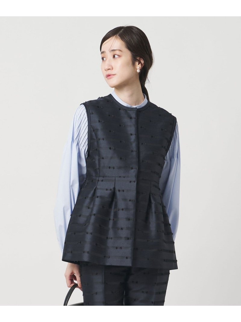 【SALE／40%OFF】リボン カットジャガード ベスト UNITED ARROWS ユナイテッドアローズ トップス ベスト・ジレ ブラック ネイビー【RBA_E】【送料無料】[ Fashion]