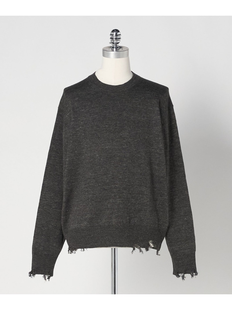 ＜LOEFF＞ダメージ ニット プルオーバー UNISEX LOEFF ユナイテッドアローズ トップス ニット グレー ブラウン【送料無料】[ Fashion]