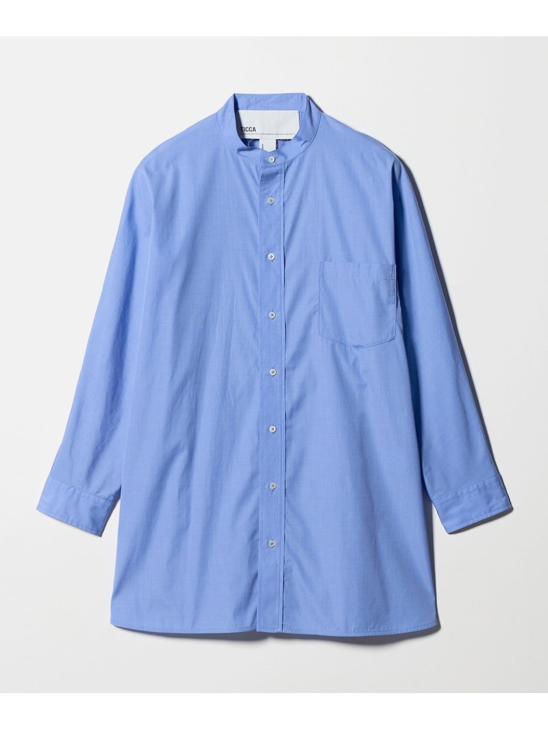 ＜TICCA＞ノーカラー テントライン シャツ UNITED ARROWS ユナイテッドアローズ トップス シャツ・ブラウス ブラック ブルー【送料無料】[ Fashion]