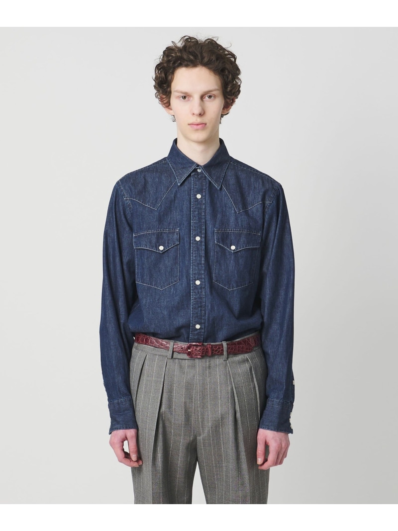 【別注】＜HAND ROOM＞ウエスタン デニム シャツ UNITED ARROWS ユナイテッドアローズ トップス シャツ・ブラウス ブルー グレー【送料無料】[ Fashion]