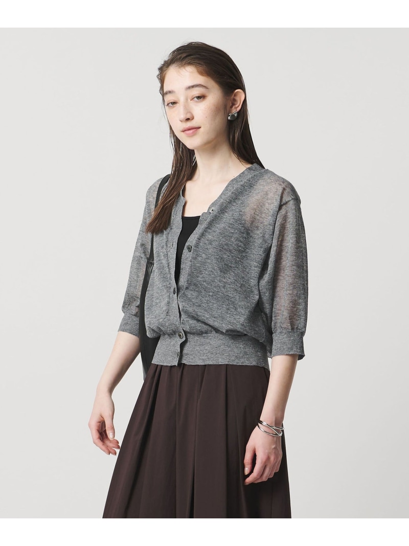 シアー Vネック カーディガン -ウォッシャブル- UNITED ARROWS ユナイテッドアローズ トップス カーディガン ブラウン ネイビー ホワイト グレー ブラック ブルー レッド【送料無料】[ Fashion]｜UNITED ARROWS