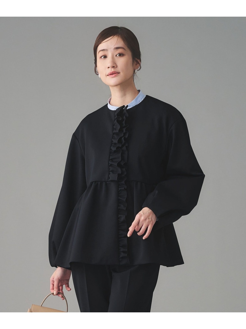 【SALE／40%OFF】SPONGY フラウンス ペプラム 上衣 UNITED ARROWS ユナイテッドアローズ ジャケット・アウター 否色つや上衣 米国海軍 黒いこと 白いこと【RBA_E】【貨物輸送無料】[ Fashion]