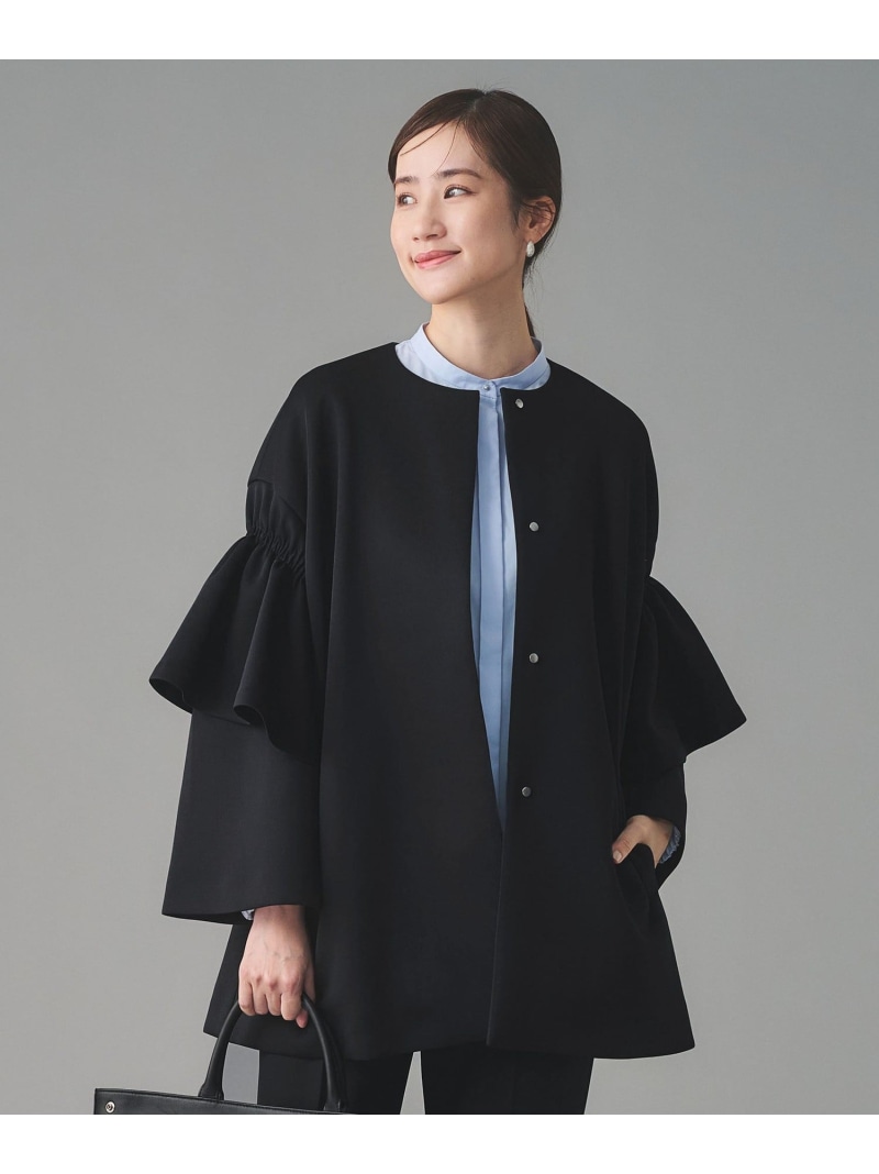 SPONGY フレアスリーブ コート UNITED ARROWS ユナイテッドアローズ ジャケット・アウター その他のジャケット・アウター ブラック ネイビー【送料無料】[ Fashion]