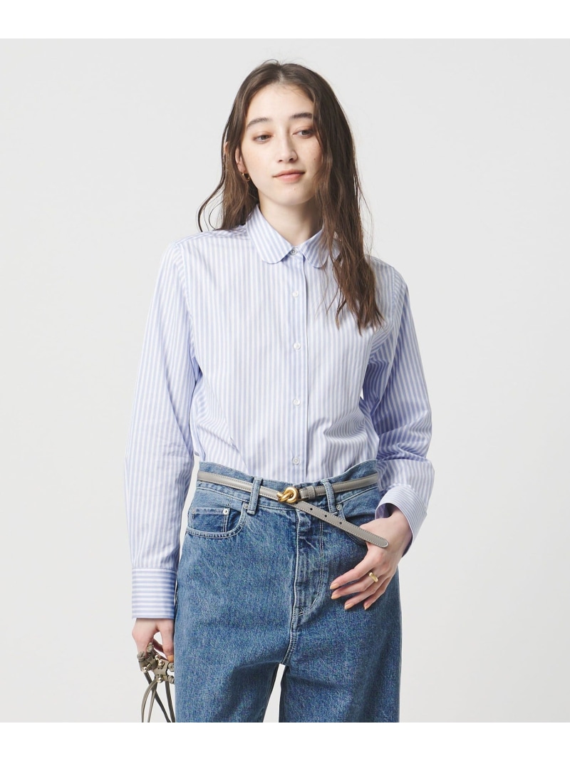 SOKTAS ラウンドカラー シャツ UNITED ARROWS ユナイテッドアローズ トップス シャツ・ブラウス ホワイト ブルー【送料無料】[ Fashion]
