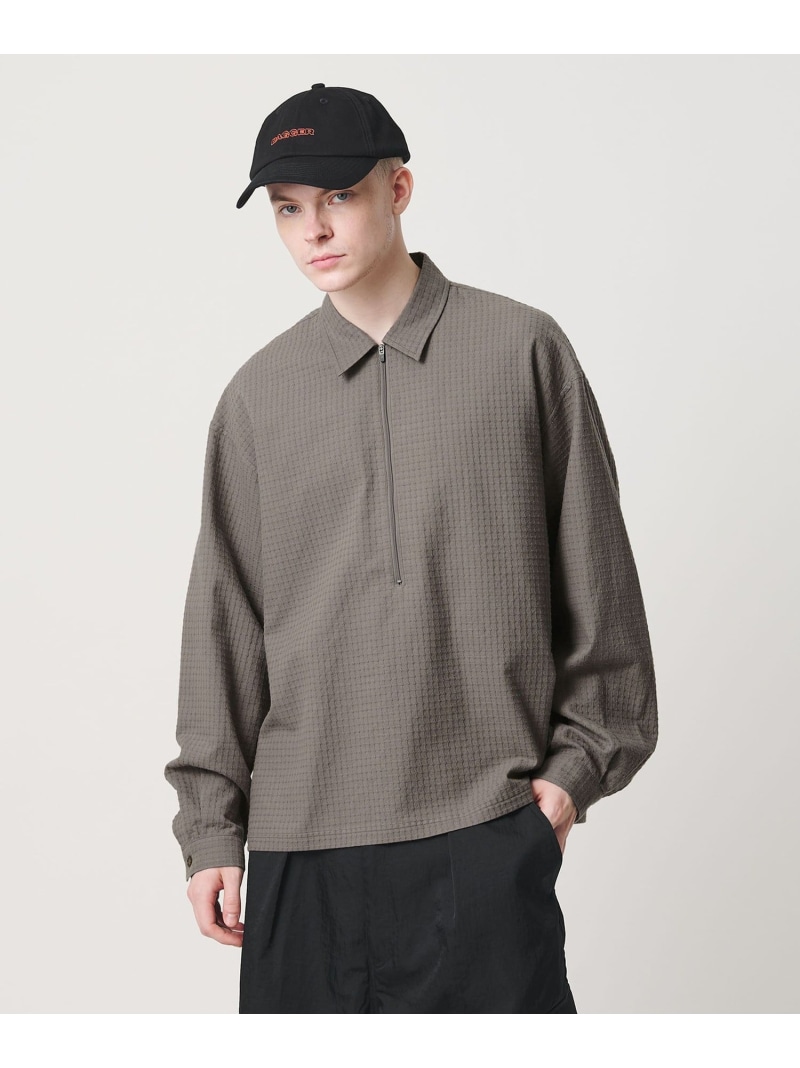 ＜UNITED ARROWS & SONS＞ RIP H/ZIP SHIRT/シャツ UNITED ARROWS & SONS ユナイテッドアローズ トップス シャツ・ブラウス グレー ホワイト【送料無料】[ Fashion]
