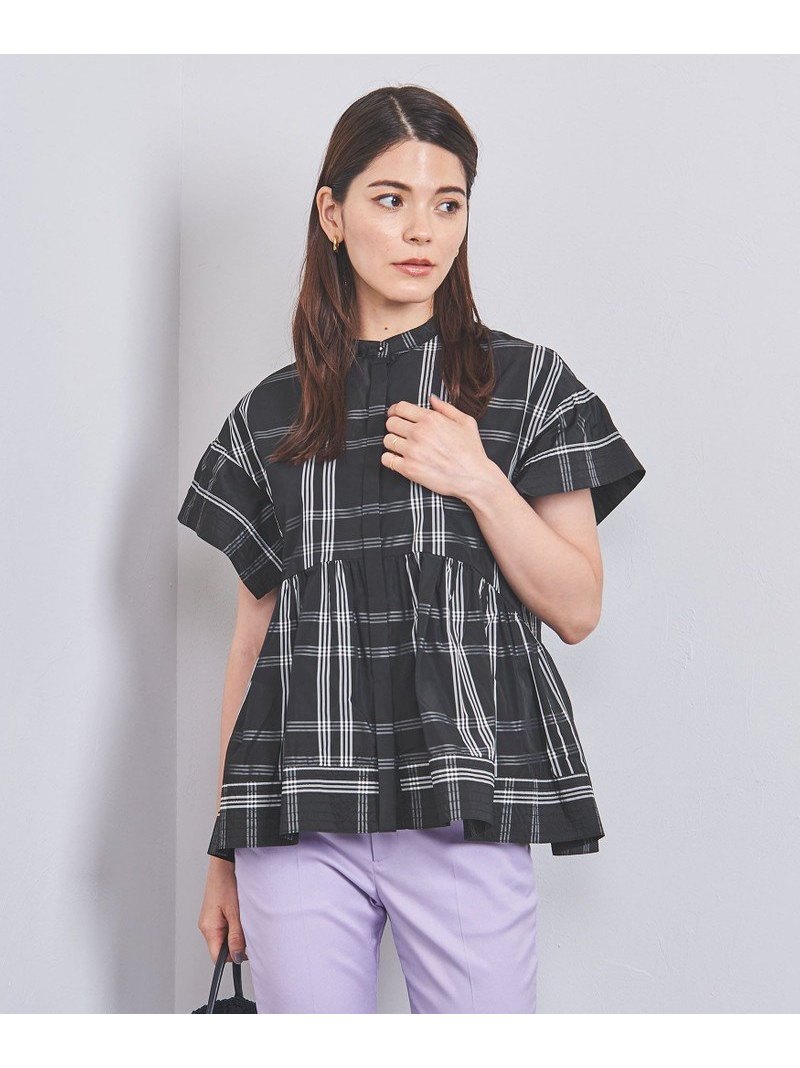 SALE／30%OFF】タフタ ステッチ ペプラム ブラウス UNITED