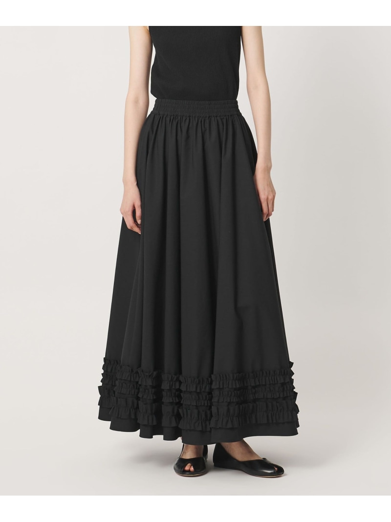 ＜AEWEN MATOPH＞ヘムフリル マキシスコート AEWEN MATOPH ユナイテッドアローズ スコート ロング・マキシスコート 白いこと 黒いこと【貨物輸送無料】[ Fashion]