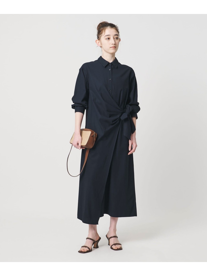 【SALE／50%OFF】ドレープ ギャザー ワンピース -ウォッシャブル- UNITED ARROWS ユナイテッドアローズ ワンピース・ドレス ワンピース グリーン ネイビー ホワイト【RBA_E】【送料無料】[ Fashion]｜UNITED ARROWS