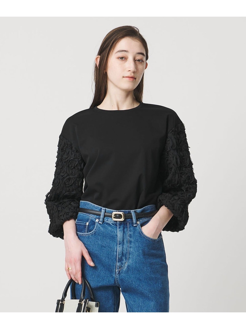 【SALE／40%OFF】エンブロイダリーフラワー 肩先二人組 カットソー UNITED ARROWS ユナイテッドアローズ トップス カットソー・ティーシャツ 黒いこと 白いこと【RBA_E】【貨物輸送無料】[ Fashion]