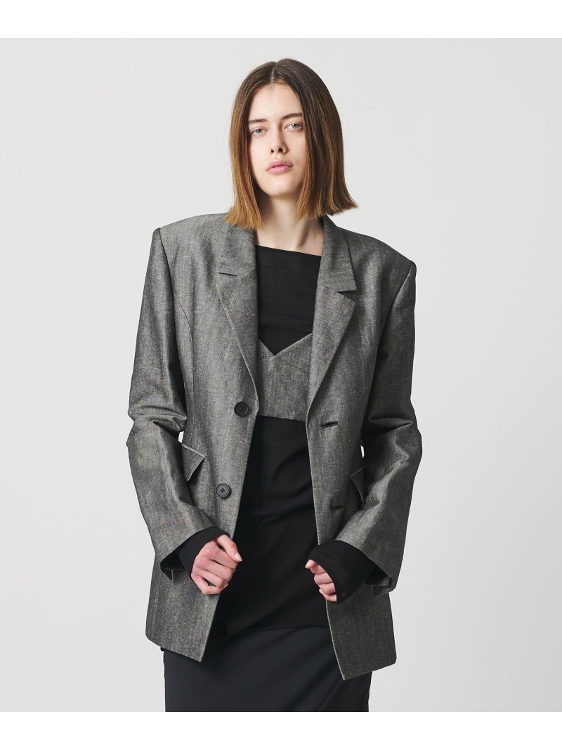 【SALE／30%OFF】＜AEWEN MATOPH＞ウールリネン ウエストシェイプジャケット AEWEN MATOPH ユナイテッドアローズ ジャケット・アウター テーラードジャケット・ブレザー グレー ブラック【RBA_E】【送料無料】[ Fashion]