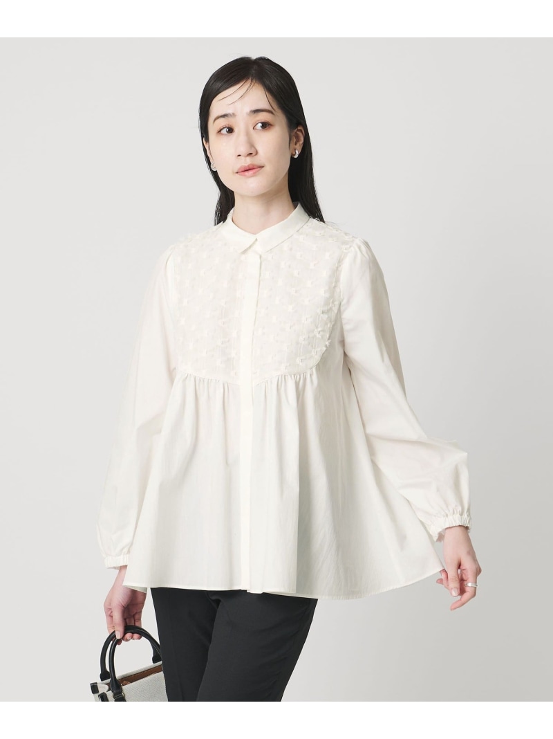 コンビ ギャザー ブラウス UNITED ARROWS ユナイテッドアローズ トップス シャツ・ブラウス ホワイト ブラック ネイビー【送料無料】[ Fashion]