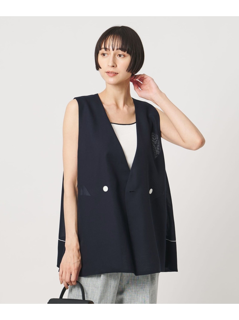 シアー バックフレア ベスト -ウォッシャブル- UNITED ARROWS ユナイテッドアローズ トップス ベスト・ジレ ベージュ ネイビー【送料無料】[ Fashion]｜UNITED ARROWS