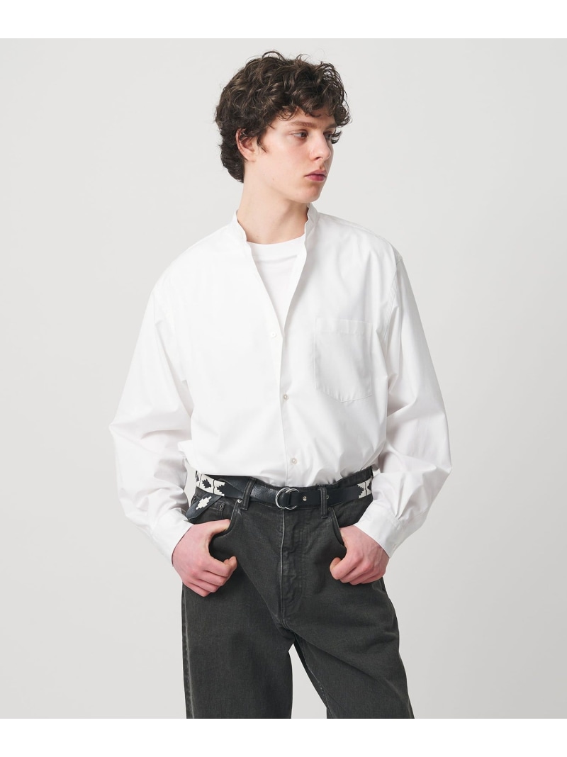 【SALE／40%OFF】カリビアーナミルズ ポプリン バンドカラーシャツ UNITED ARROWS ユナイテッドアローズ トップス シャツ・ブラウス ホワイト ブラウン ピンク【RBA_E】【送料無料】[ Fashion]｜UNITED ARROWS