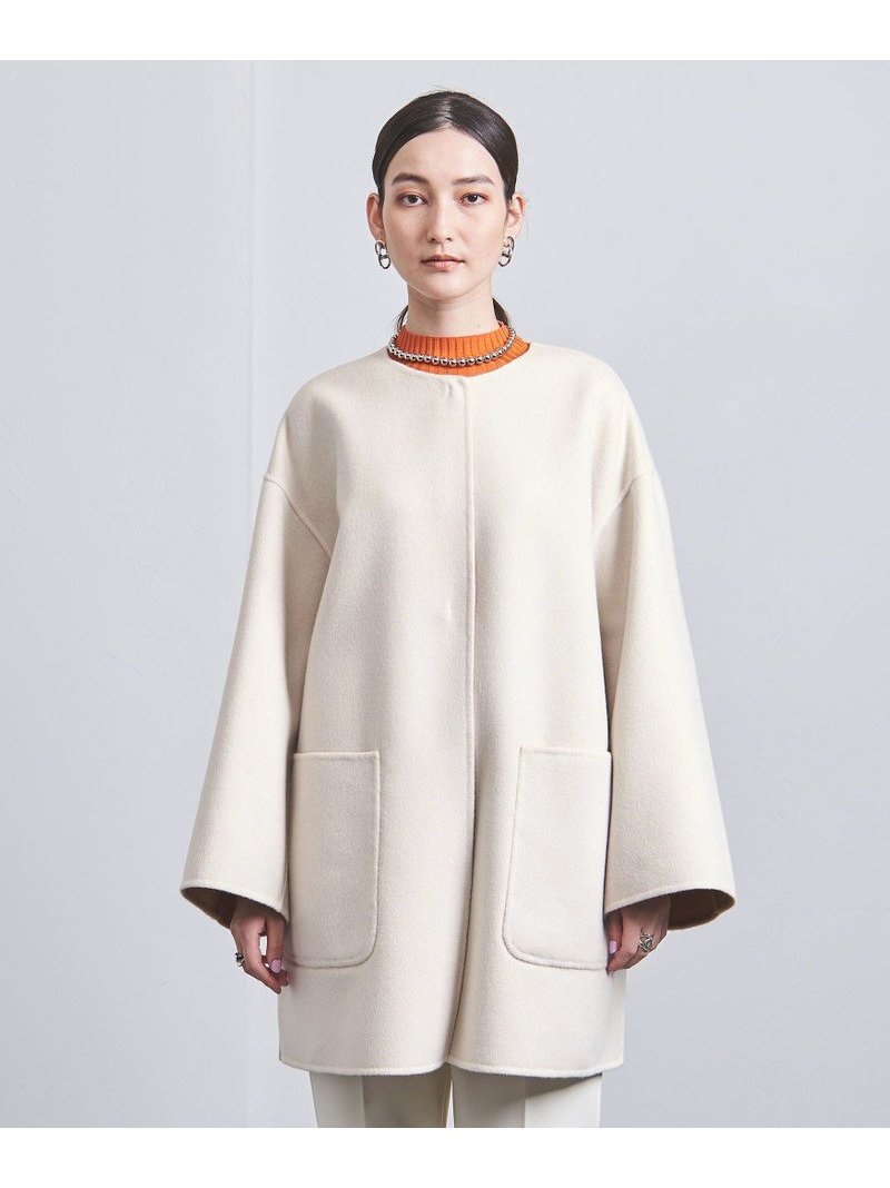 UNITED ARROWS リバーウール　ノーカラー ジレ カシミヤ リバー ノーカラーコート