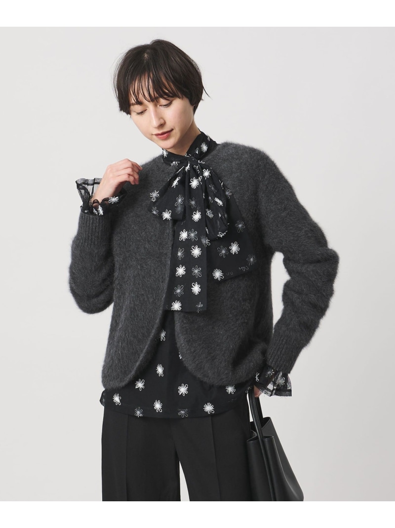 【SALE／30%OFF】チュールフラワー ボウタイブラウス -ウォッシャブル- UNITED ARROWS ユナイテッドアローズ トップス シャツ・ブラウス ブラック ホワイト【RBA_E】【送料無料】[ Fashion]