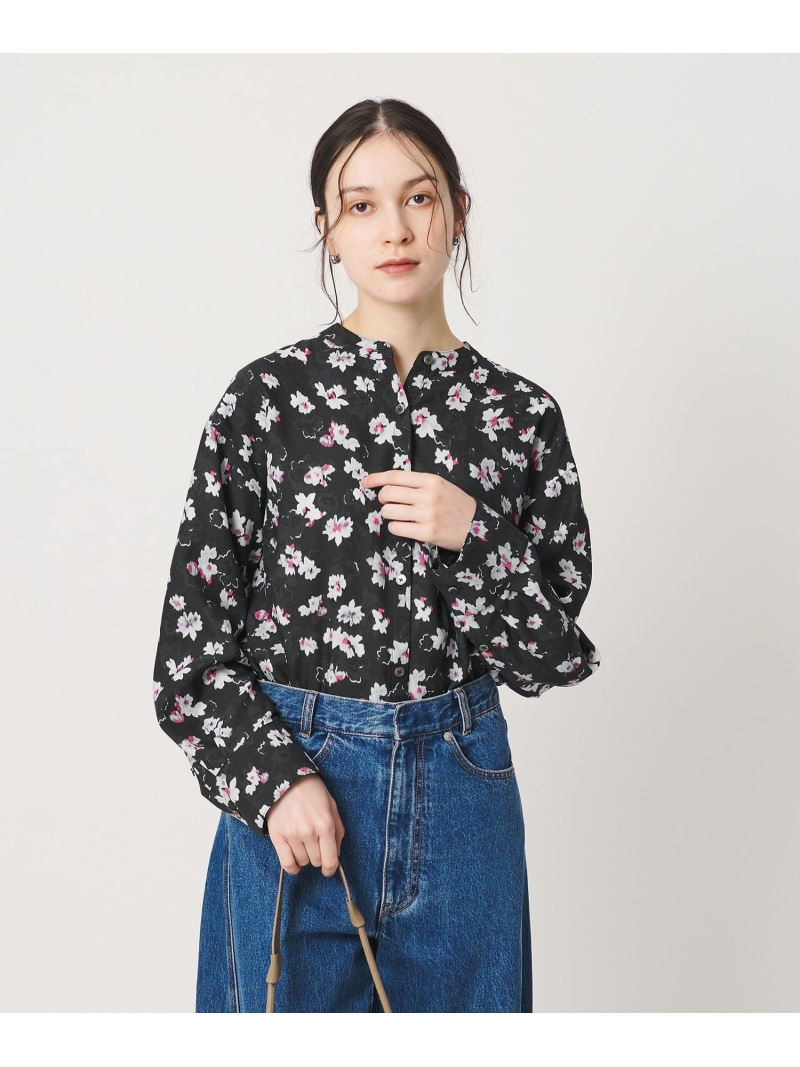 お花刷り上げる バンドカラーシャツ ウォッシャブル BEAUTY\u0026YOUTH UNITED ARROWS ユナイテッドアローズ 降車口 トップス ティーシャツ・トップ 白いこと 米国海軍【貨物輸送無料】[ Fashion]
